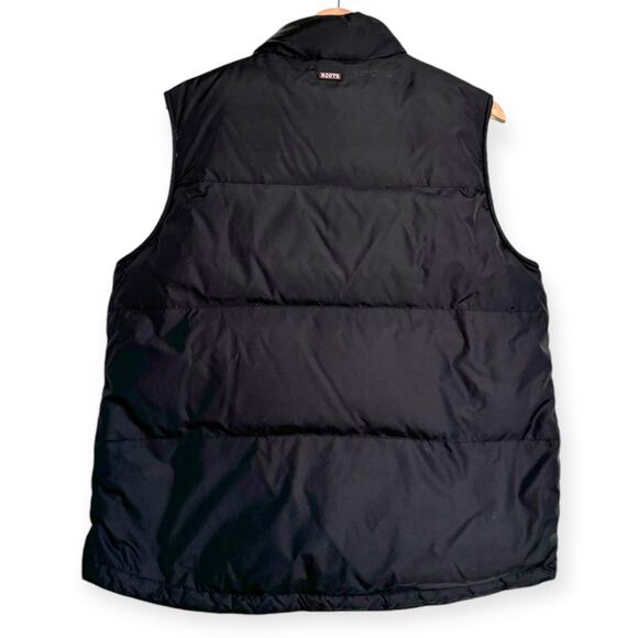 Roots Athletics Black Down Filled Fleece Lined Puffer Vest Pockets Men's Size M - Picture 2 of 9